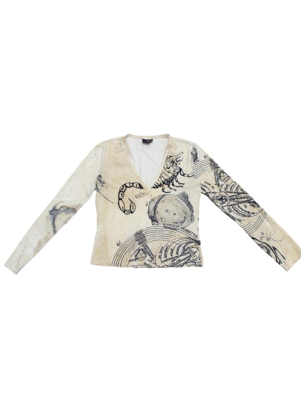 RARE Just Cavalli Women’s Horoscope Long Sleeve V-Neck Top Size IT 44 / US 8 / - Picture 2 of 8